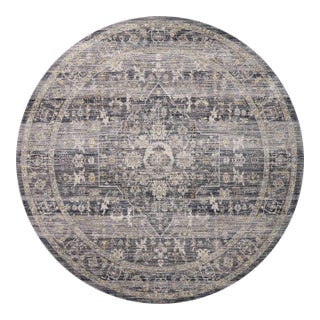 Jean Stoffer x Loloi Katherine Midnight/ Tobacco 9'-6" x 9'-6" Round Area Rug For Sale