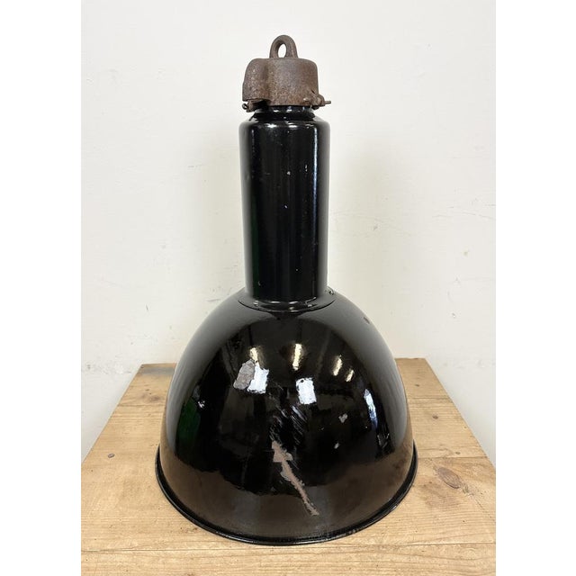 Industrial Bauhaus Black Enamel Pendant Lamps from Elektrosvit, 1950s, Set of 4 For Sale - Image 14 of 18