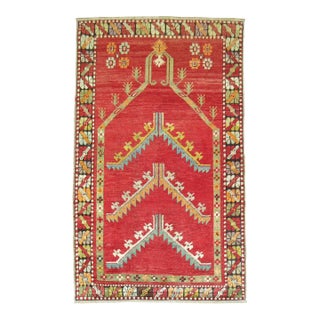 Antique Zabihi Collection Turkish Melas Prayer Niche Rug - 3' x 4'7" For Sale