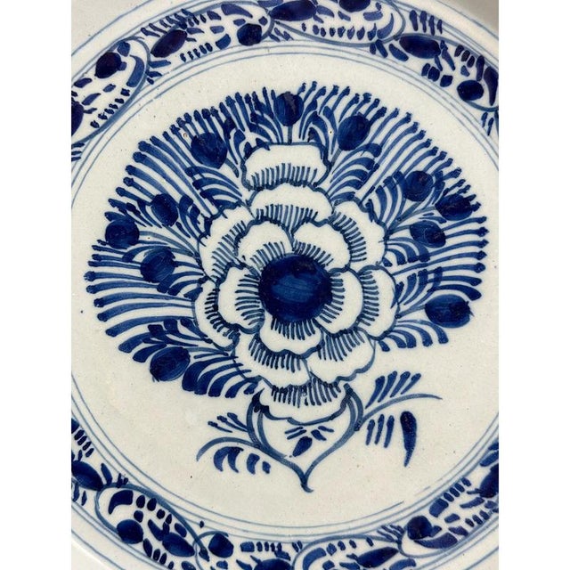 Dutch Peacock Delft Charger, 18th Century For Sale - Image 4 of 11