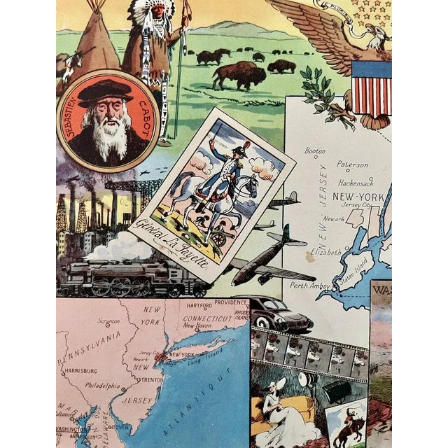 Modern Illustrated Map of New York by Émile-Joseph-Porphyre Pinchon, 1948 For Sale - Image 3 of 5