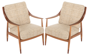 Set of Fd144 Easy Chairs in Oak and Teak by Peter Hvidt & Orla Mølgaard-Nielsen for France & Søn / France & Daverkosen, 1950s
