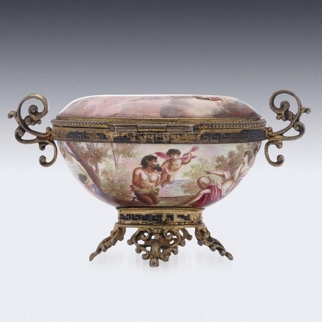 19th Century Austrian Silver & Enamel Lidded Bowl, Vienna, 1870s For Sale - Image 4 of 14