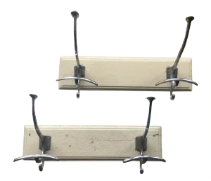 Vintage Steel Racks with Solid Wood Tablet, Set of 2