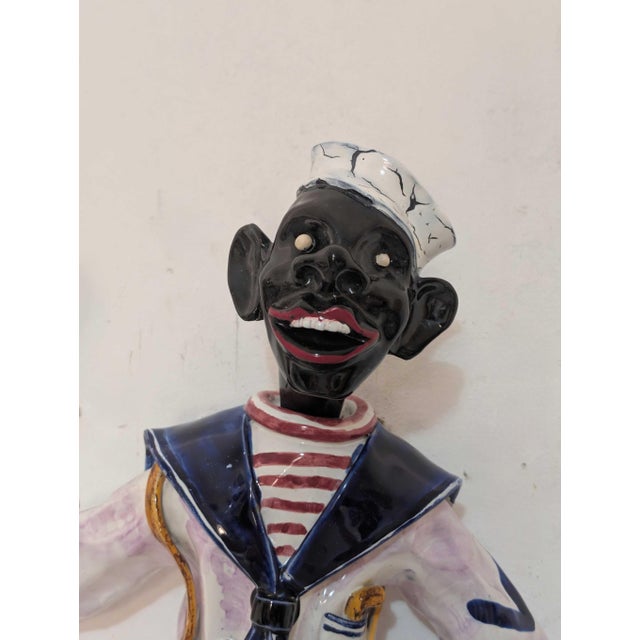 1950s Figurative Venetian Polychrome Glazed Ceramic Sailor Wall Sconce, Signed For Sale - Image 11 of 11