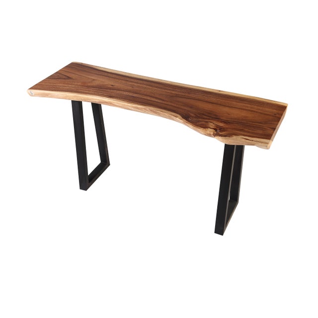 Organic Modern Living Edge Console Table With Black Iron Legs Chairish