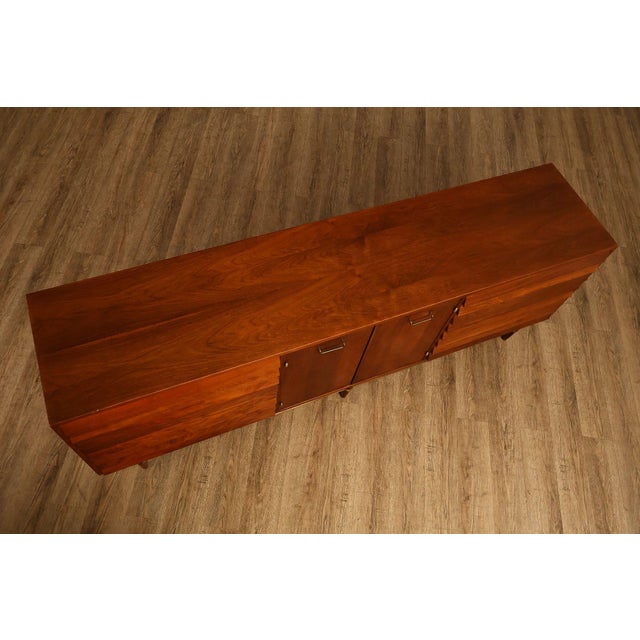 Merton Gershun For American Of Martinsville Mid Century Modern Walnut Lowboy Dresser For Sale - Image 11 of 18