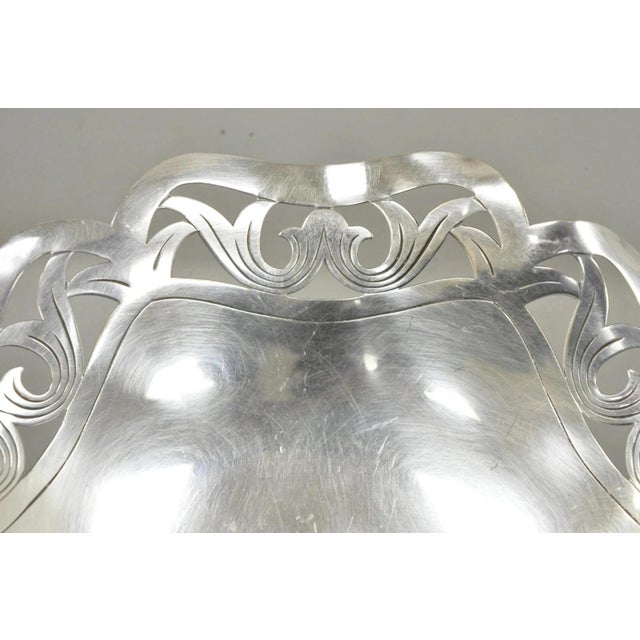 Vintage Victorian Scalloped Pierced Gallery Silver Plated Candy Trinket Dish. Circa Mid 20th Century. Measurements: 2" H x...