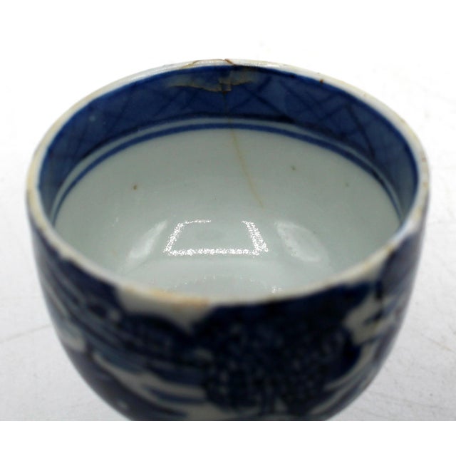 Ceramic Early 19th Century Chinese Export Blue Canton Pair of Egg Cups For Sale - Image 7 of 9