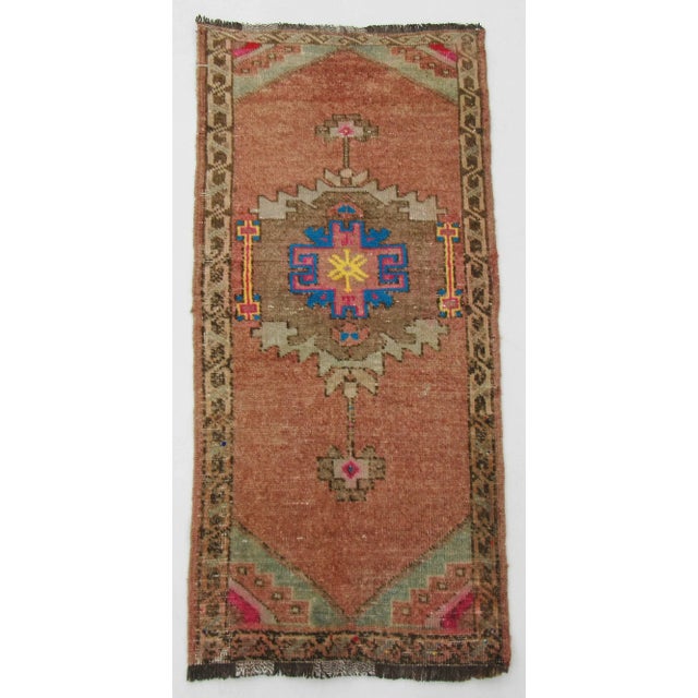 Vintage Mini Wool Rug For Sale - Image 4 of 4