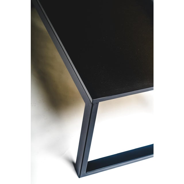 Metal Industrial Modern Thick Black & Bronze Cast Glass Coffee Table For Sale - Image 7 of 8