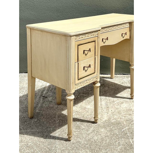 French Provincial Vintage Greek Key Vanity For Sale - Image 3 of 12