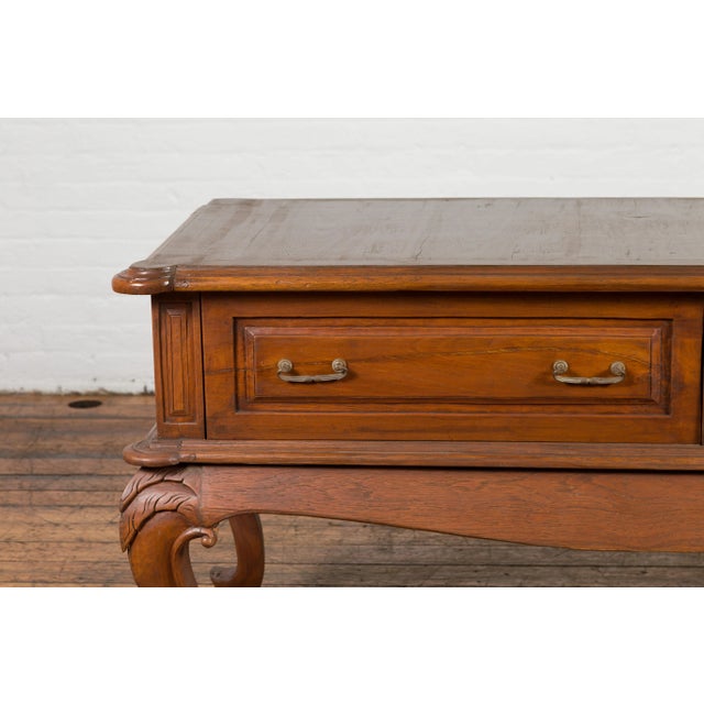 Dutch Colonial Early 20th Century Low Table with Two Drawers and Cabriole Legs For Sale - Image 10 of 13