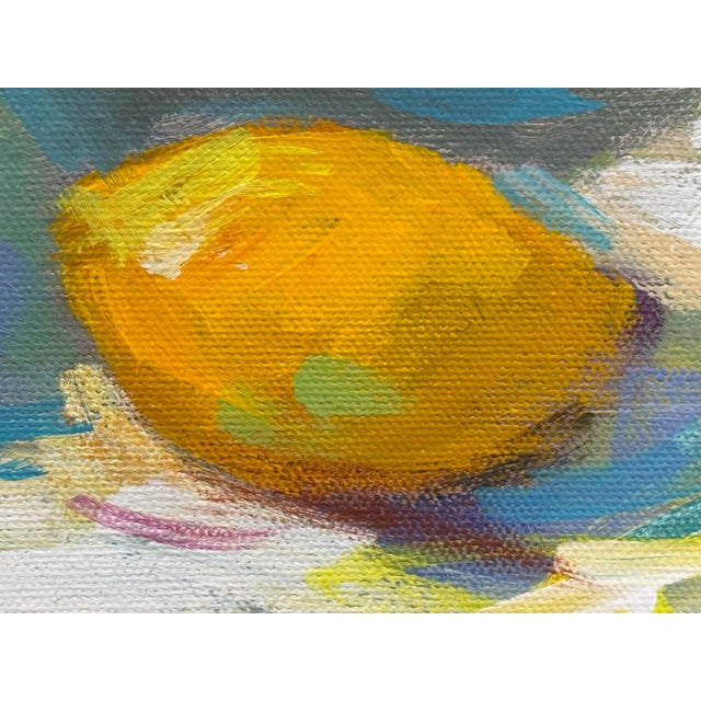 Textile D. C. Signed “Orange Juice” Acrylic on Canvas Original Painting For Sale - Image 7 of 12