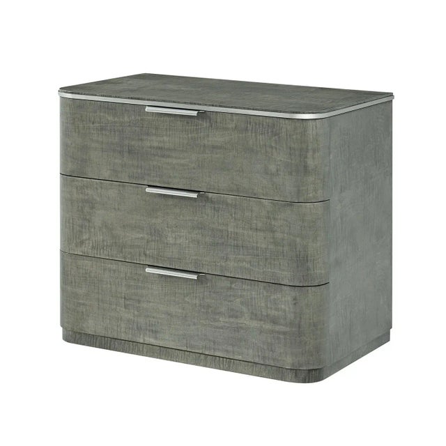 Pair of Grey Art Deco Nightstands With Drawers For Sale - Image 4 of 5