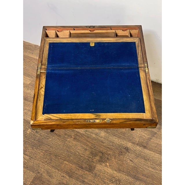 C. 1850s Antique Campaign Officer's Writing Slope on Stand For Sale - Image 12 of 15