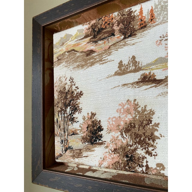 2010s Custom Framed Vintage Toile Barkcloth Fragment Featuring Forest Scene With Deer For Sale - Image 5 of 8