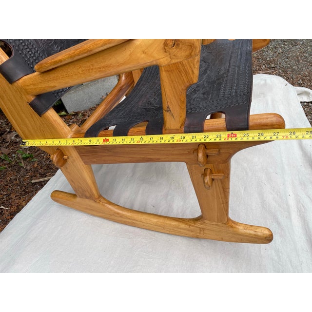 Mid-Century Modern Angel Pazmiño "Cotacachi" Hand-Tooled Leather Rocking Chair For Sale - Image 11 of 11