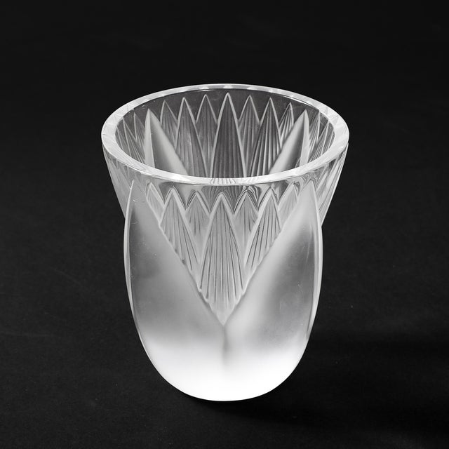 Mid-Century Modern Mid-Century Modernist Frosted Crystal Thebes Vase Signed Lalique For Sale - Image 3 of 14