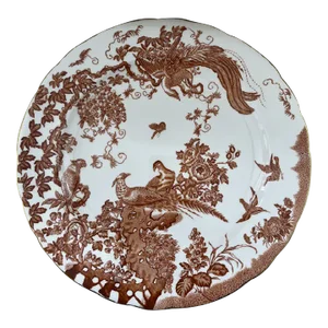 Late 19th Century Royal Crown Derby Red Aves Chop Plate with Gold Trim