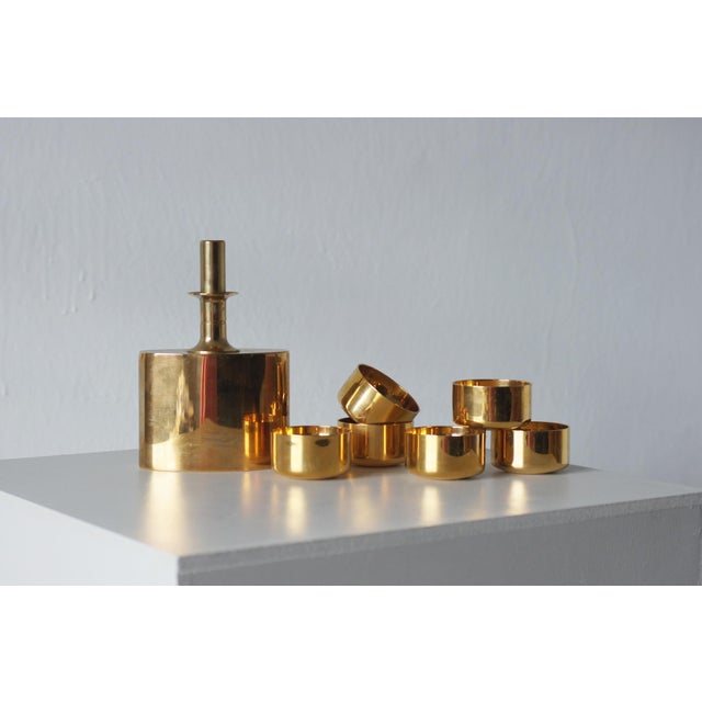 Contemporary Gold-Plated Brass Set by Pierre Forssell for Skultuna, Sweden, 1970s, Set of 7 For Sale - Image 3 of 6