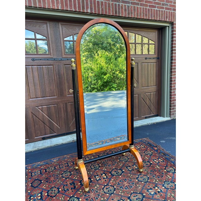 Traditional French Empire Style Arched Cheval Mirror For Sale - Image 3 of 12