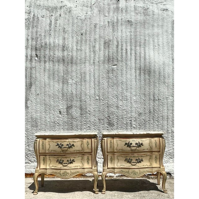 Vintage Regency Widdicomb Marble Top Nightstands - A Pair For Sale In West Palm - Image 6 of 11