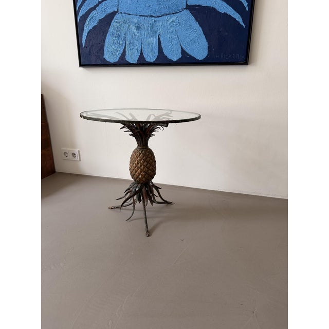 Polychrome Iron Pineapple Coffee Table with Glass Top, 1900 For Sale - Image 17 of 18