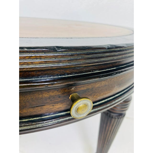 English Lillian August Embossed Leather Topped Side Table. For Sale - Image 3 of 11