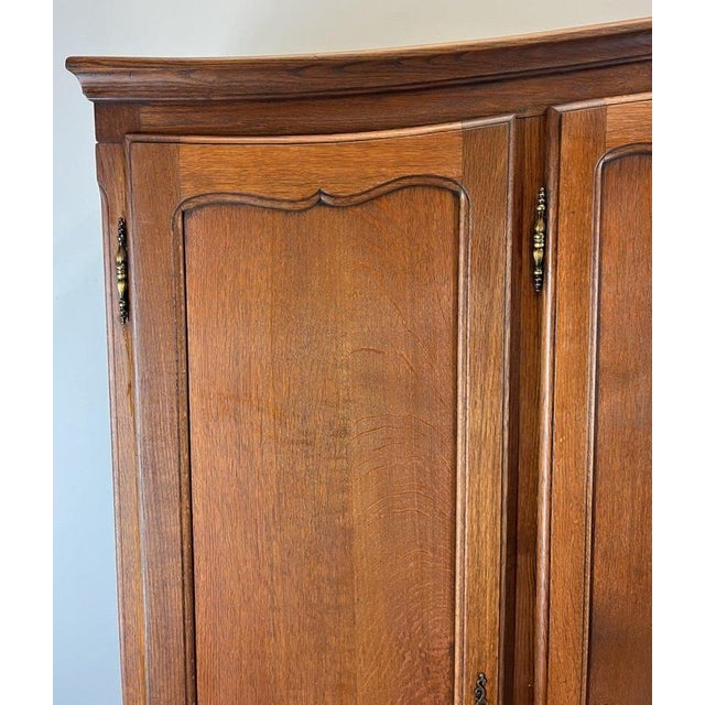 Vintage French Louis XVI Style Carved Oak 4-Door Wardrobe For Sale - Image 3 of 10