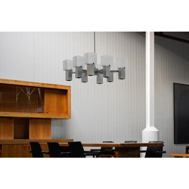 An extremely rare 8-light chandelier by angelo lelii for arredoluce made in italy, 1972. A unique, possibly prototype...