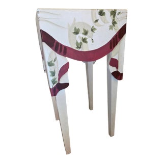 Trompe L’oeil Faux Draped Wood Side Table For Sale
