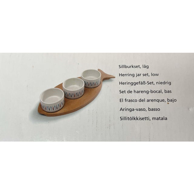 Swedish Ceramic and Teak Herring Jars by Asa Lindberg for Sagaform, 2000s, Set of 4 For Sale - Image 16 of 18