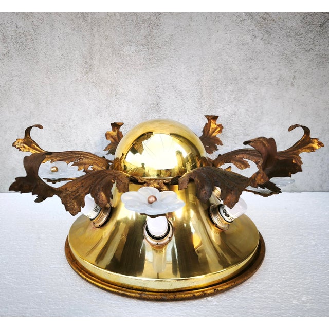 Metal Hollywood Regency Florentine Wall Lamp attributed to Banca Firenze, Italy, 1960s For Sale - Image 7 of 18