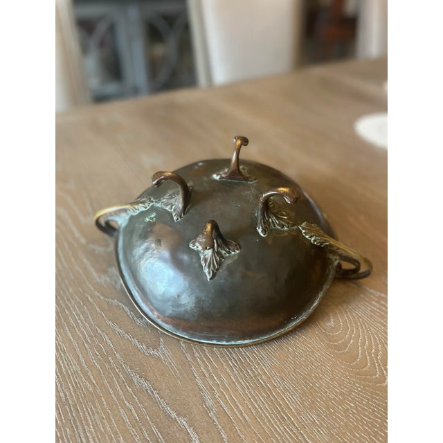 Brass Antique Copper and Brass Dish Bowl Footed Tripod For Sale - Image 8 of 9