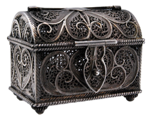 Small Silver Filigree Jewelry Box