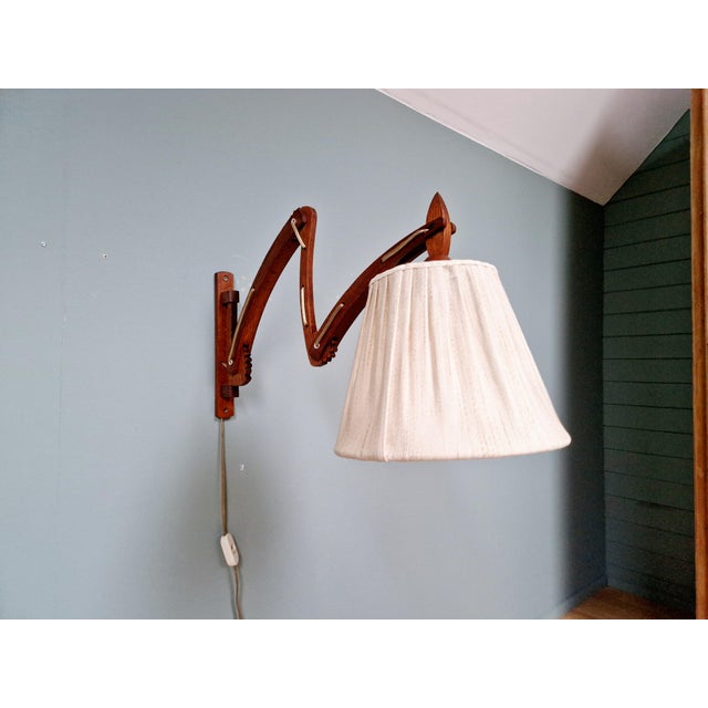 Scandinavian Teak Scissor Wall Light, 1960s For Sale - Image 16 of 16