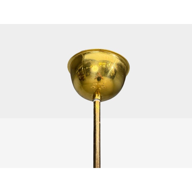 1950s Swedish Modern, Pendant Light, Brass, Fabric, Sweden For Sale - Image 9 of 10