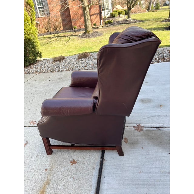 1970s Vintage Lane Acclaim Leather Wingback Chair Recliner For Sale In Columbus - Image 6 of 13