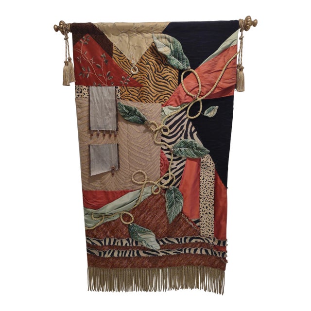 Vintage Mixed-Media Textile Tapestry "Midnight in the Garden of Scheherazade" — Large Format, One of a Kind For Sale