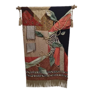 Vintage Mixed-Media Textile Tapestry "Midnight in the Garden of Scheherazade" — Large Format, One of a Kind