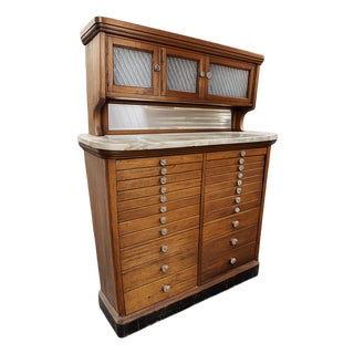 Antique Apothecary / Dental Cabinet With Marble Top, Early 20th Century For Sale