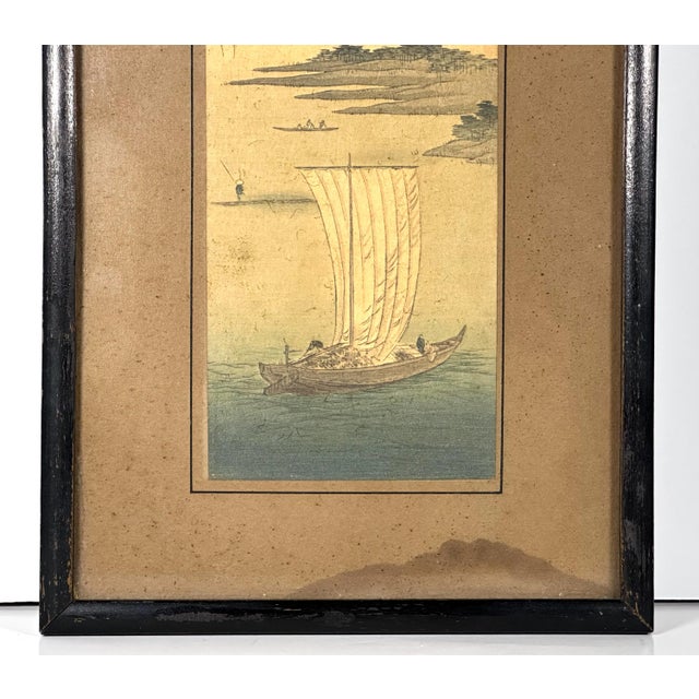 Japanese Early 20th Century Japanese Woodblock Fishing Pillar Print by Shoda Koho For Sale - Image 3 of 10
