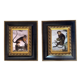 Pair of Unique Jacques De Seve Monkey Giclee Prints, Framed For Sale
