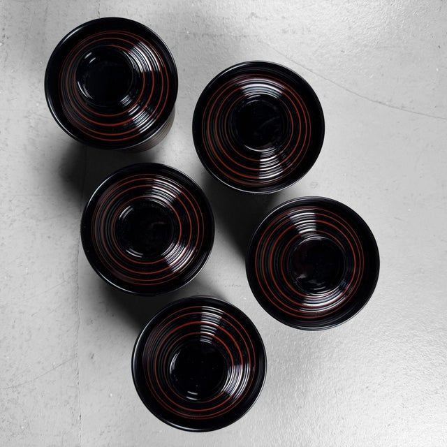 Wood Japanese Ko-Suimono-Wan Lacquer Soup Bowls with Lids, 1970s, Set of 5 For Sale - Image 7 of 11