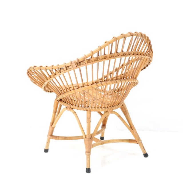 Mid-Century Italian Modern Rattan Armchair, 1960s For Sale - Image 6 of 9