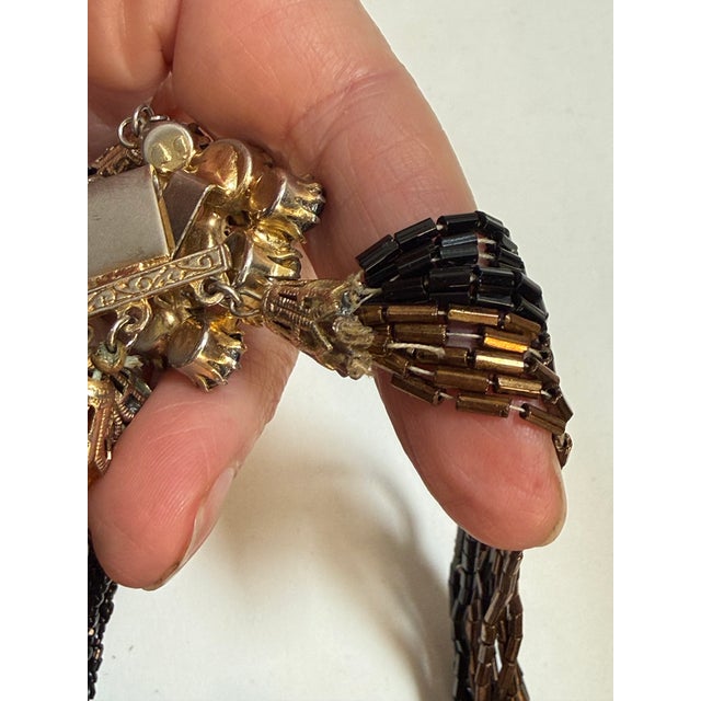 Vintage Signed Alice Caviness Multi-Strand Art Glass Bib Necklace & Earring Set, 3 Pieces For Sale - Image 9 of 10