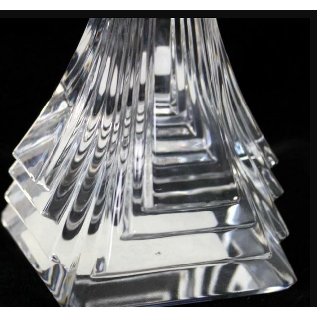 Vintage 1980s Mikasa Attributed Crystal City Lights Art Deco Candle Holder Pair For Sale - Image 15 of 18