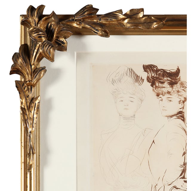 Paul César Helleu, Study of 4 Women, Etching, Framed For Sale - Image 6 of 6