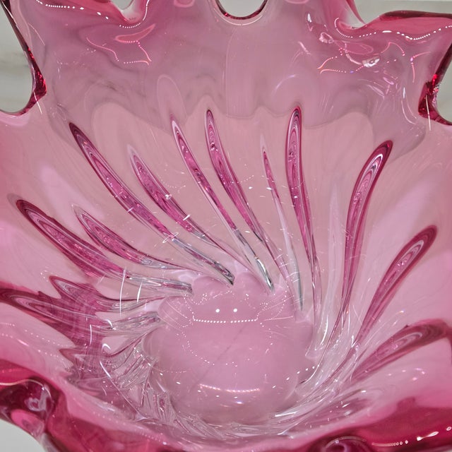 Mid-Century Czech Cranberry Pink Art Glass Vase by Josef Hospodka for Chribska For Sale In Dallas - Image 6 of 7